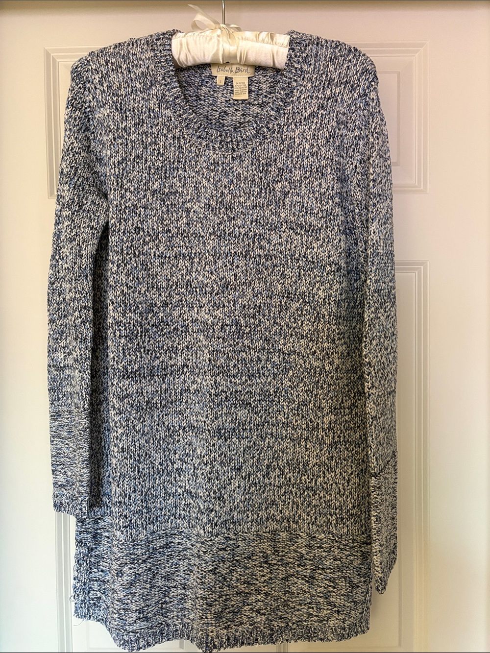 Blue & White Marled Tunic Knit Sweater
